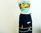 Vintage Geometric Sailboat Wrap Skirt