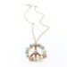 Vintage Beautiful Gold-tone Floral Peace Sign Pendant NECKLACE