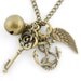 Vintage Beautiful Gold-tone Anchor/Key/Wing/Bell Pendant NECKLACE