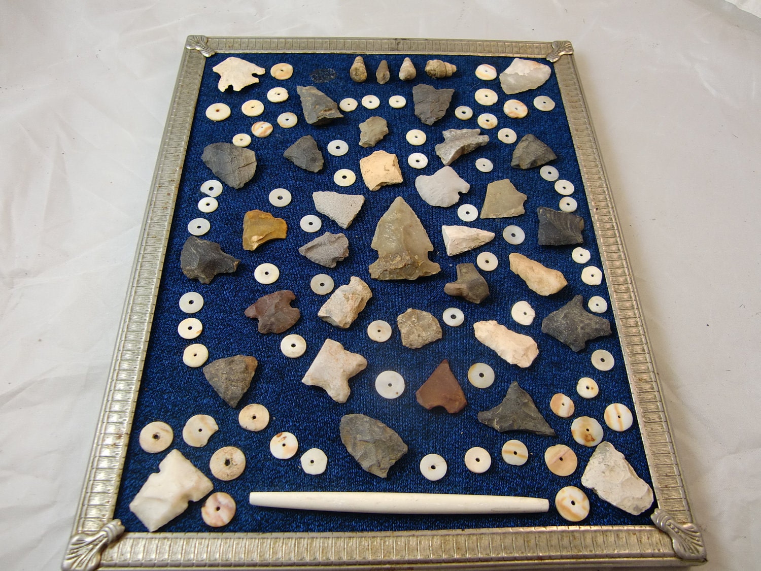 Arrowhead and Bead Collection in Frame
