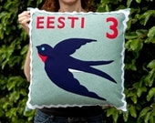 Estonian swallow stamp cushion cover