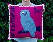 Bulgarian owl stamp cushion cover