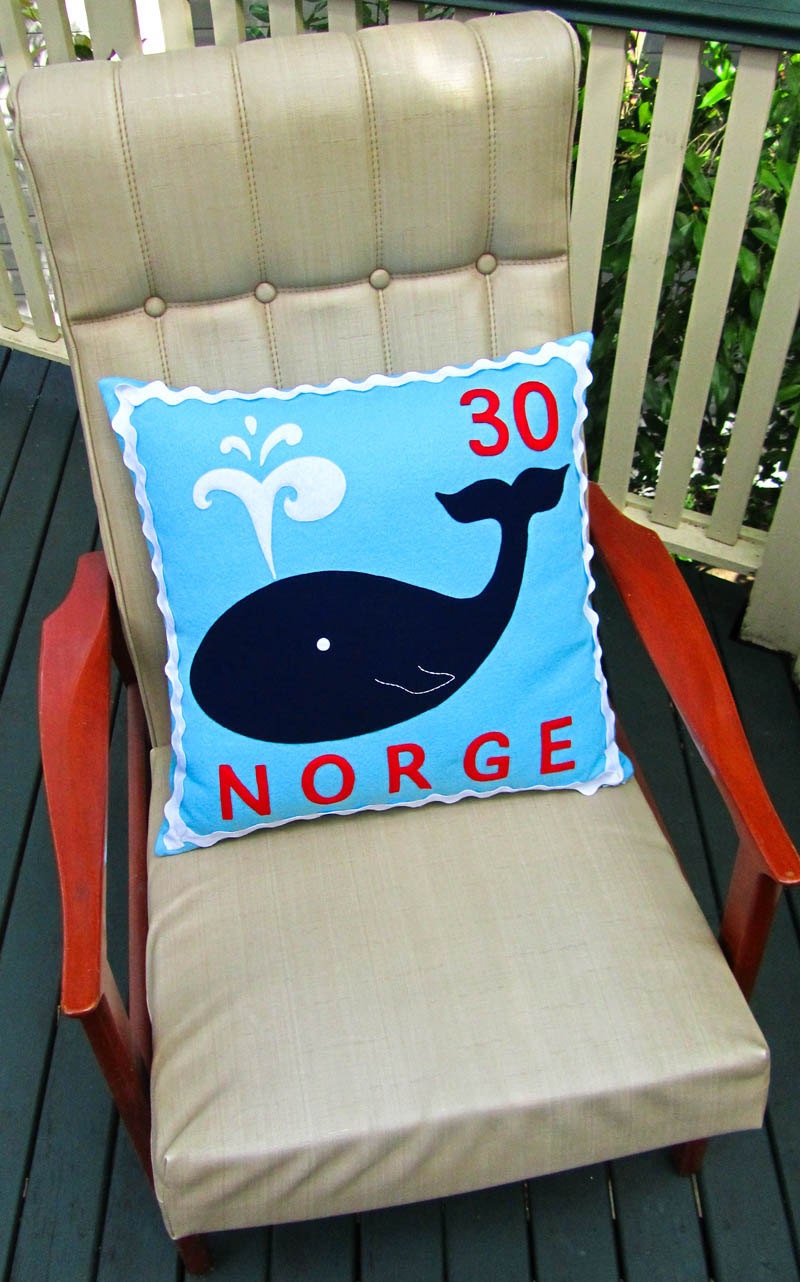 Norwegian whale stamp cushion cover
