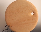 No.6  Large Round Maple Wood Cutting Board with Beeswax Polish & Hanging Hole