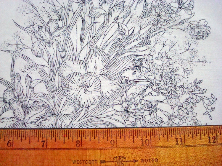 Cotton Fabric Black and White Floral 36 inches
