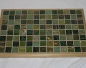 Green with gold glass tile mosaic trivet