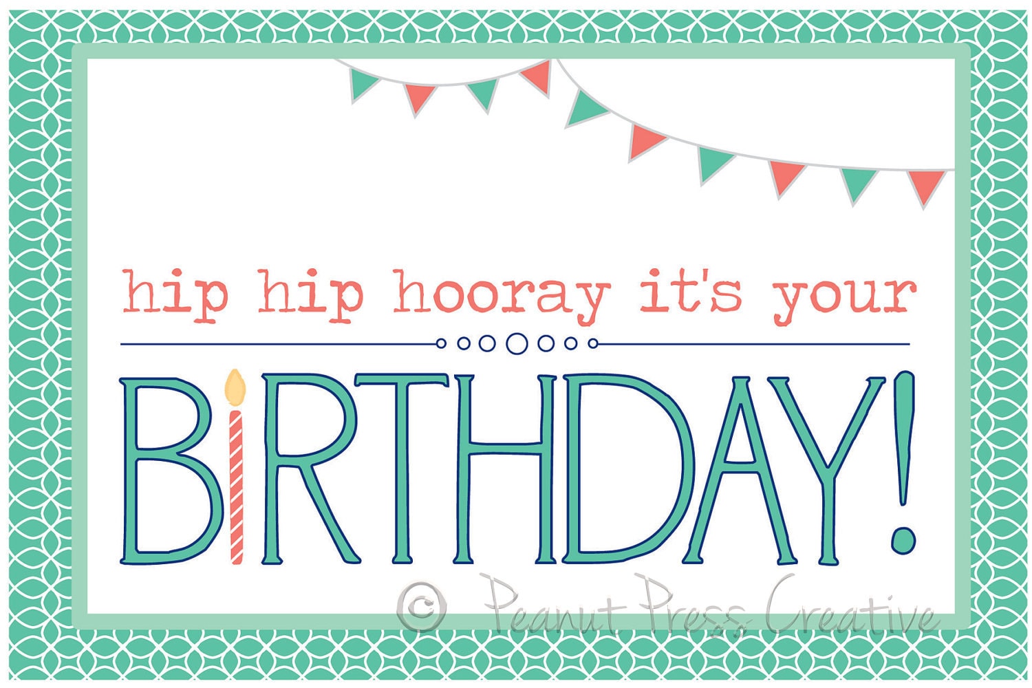 Happy Birthday Printable Card PDF by PeanutPressCreative on Etsy