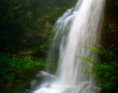 Dry Falls, 8x10 Matted Print, North Carolina Waterfall, Nature and Landscape Photography, Fine Art, Green, White and Black
