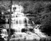 Beautiful 11x14 Black and White Print of Minnehaha Falls in Northeast Georgia, Landscape and Nature Fine Art Photography