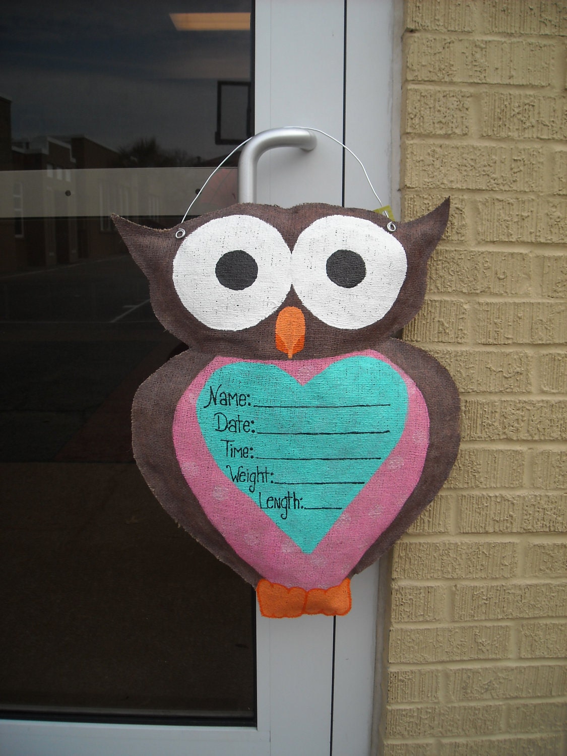 Burlap Owl Birth Announcement
