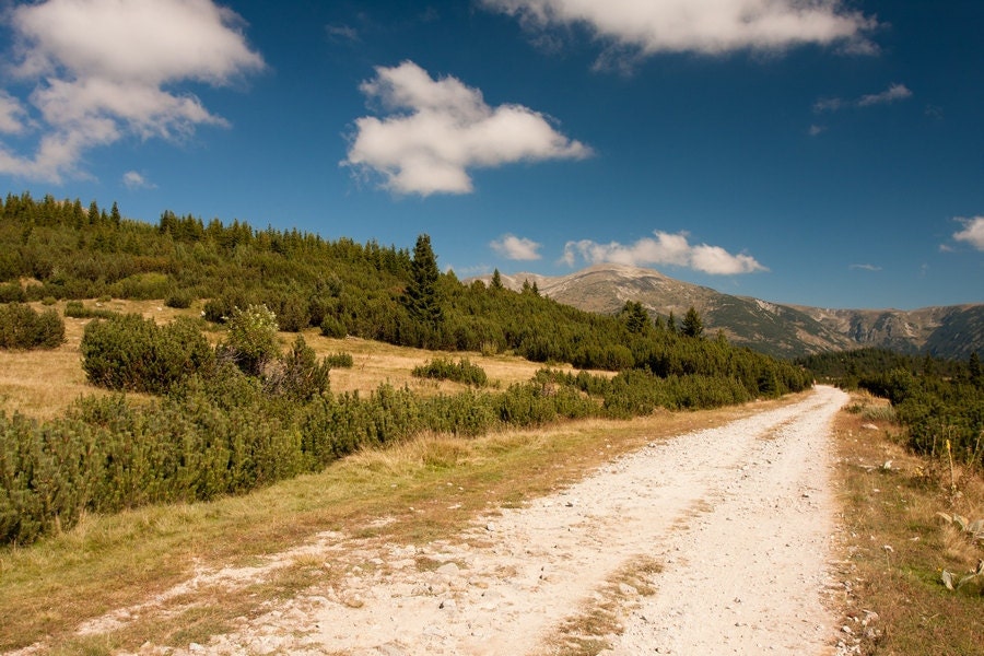 Mountain View Photograph Nature Photography Fine Art Scenary Clouds Pathway on Photo Paper or Canvas Print 8x10 or 8x12