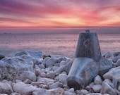 Fine Art Photography, Sunrise Canvas Print Photograph Seascape Frozen Rocks Winter Black Sea 8x10 or 8x12
