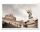 Italy Rome Photograph, Castel Sant'Angelo Print, Living Room Decor Print, Canvas or Photo Paper 8x12