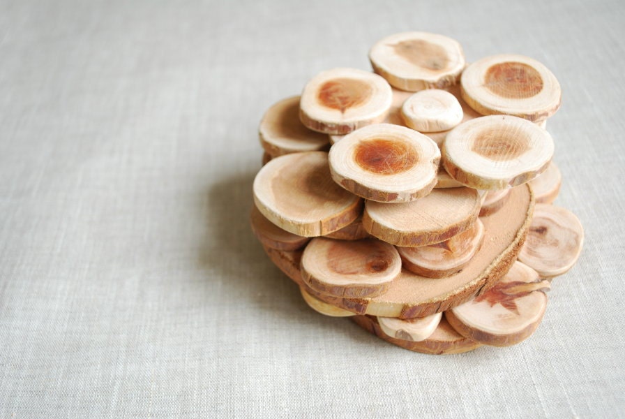 Set of four juniper wood coasters-Kitchen utensil-Trivet-Eco friendly,untreated wood-Rustical-Home decor-Outdoor weddings decor