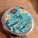 Personalized Compact Mirror- Teal, black white cream bird and flower retro image pocket mirror- Great gift idea birthday gift