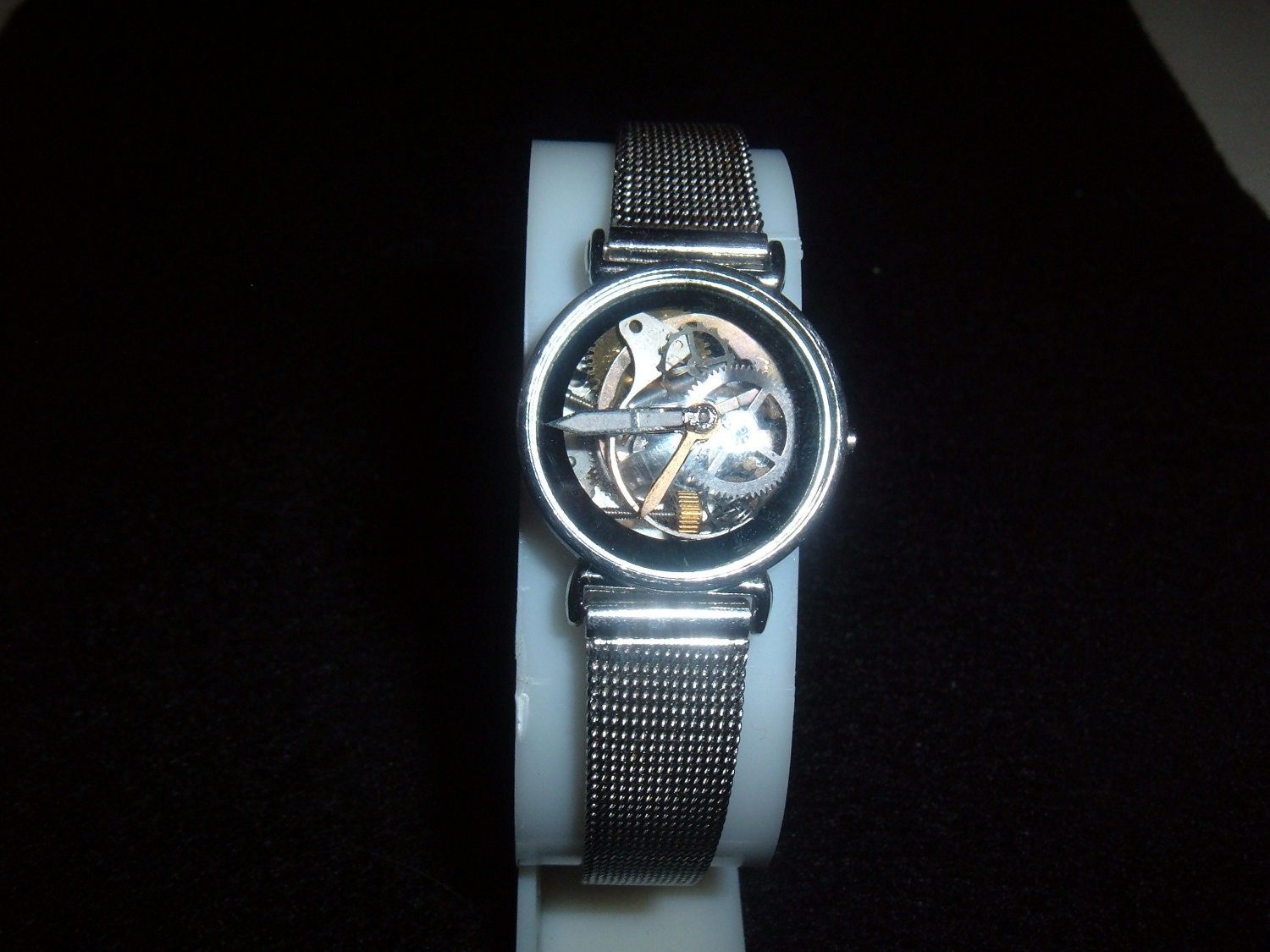 Stunning, Steampunk Bracelet, Assorted Watch Parts Inside Case and On Top of Watch Crystal
