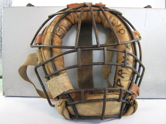 Vintage Baseball Catcher's Mask 1940s 50s by industREALarts