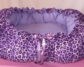 Purple Cheetah Print Puppy Bed that Turns into Full Size Dog Pillow