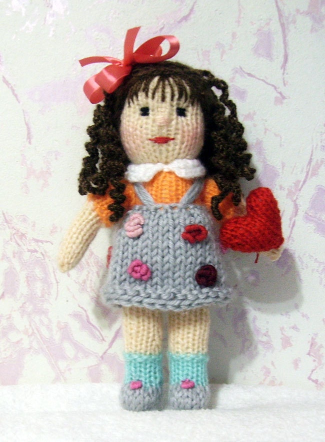 Knitted doll gift for Valentine's Day