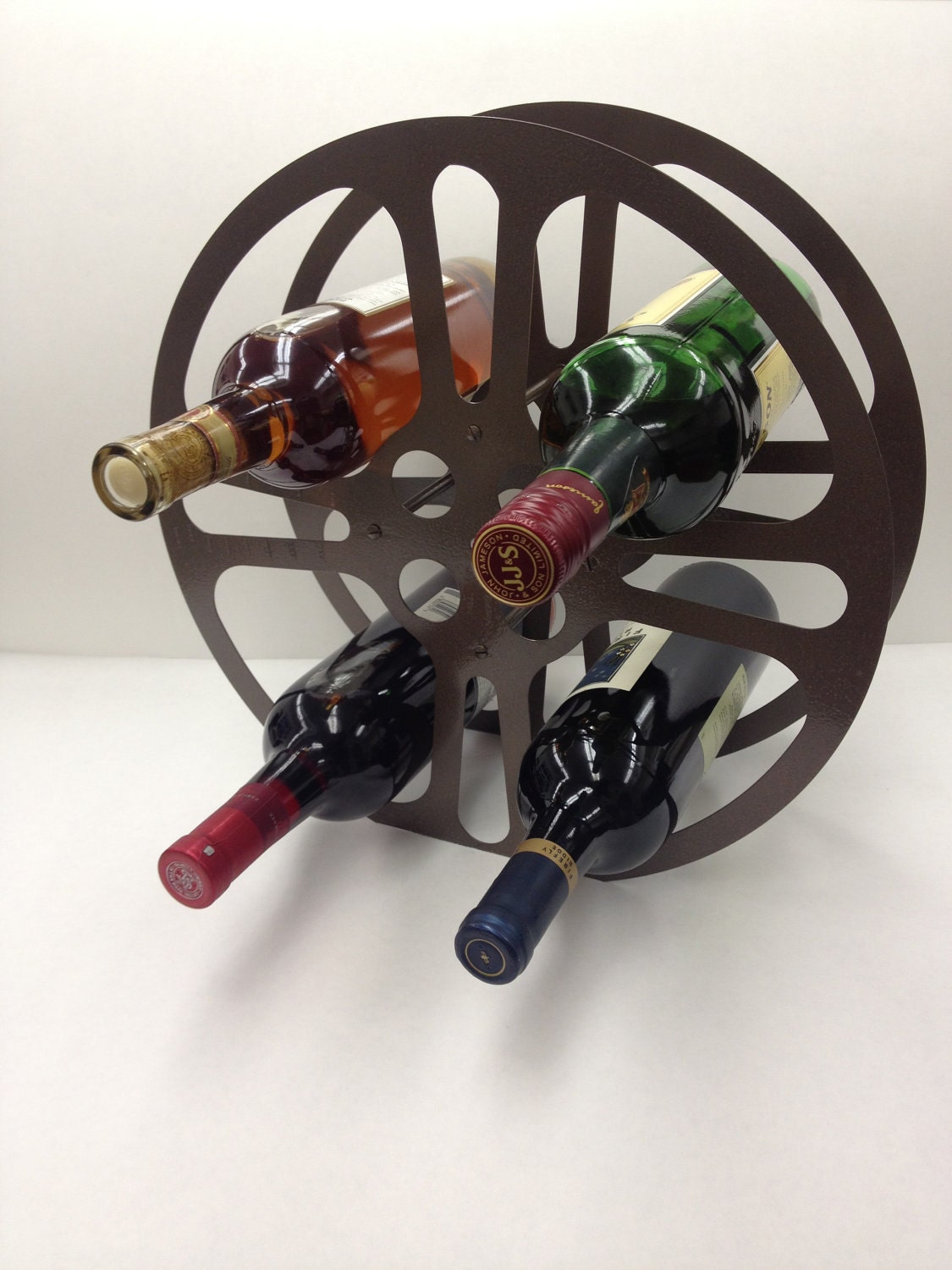 New Style 16mm Film Reel Wine Rack Brown
