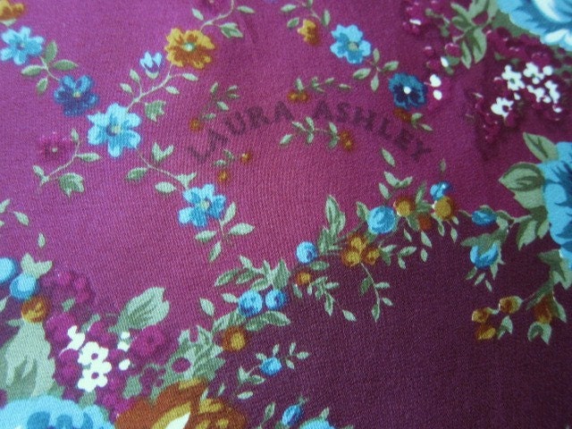 Laura Ashley vintage floral silk scarf 70s 80s
