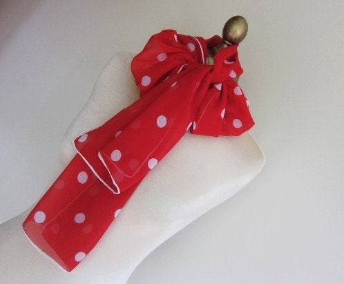 Red and white polka dot vintage scarf 1950s 60s