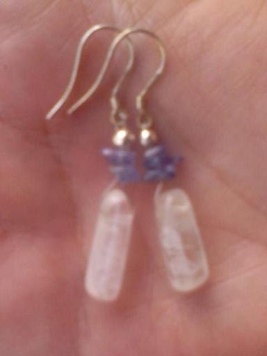 Tanzanite Crystal Quartz Drop Earrings Healing Reiki Charged Stones