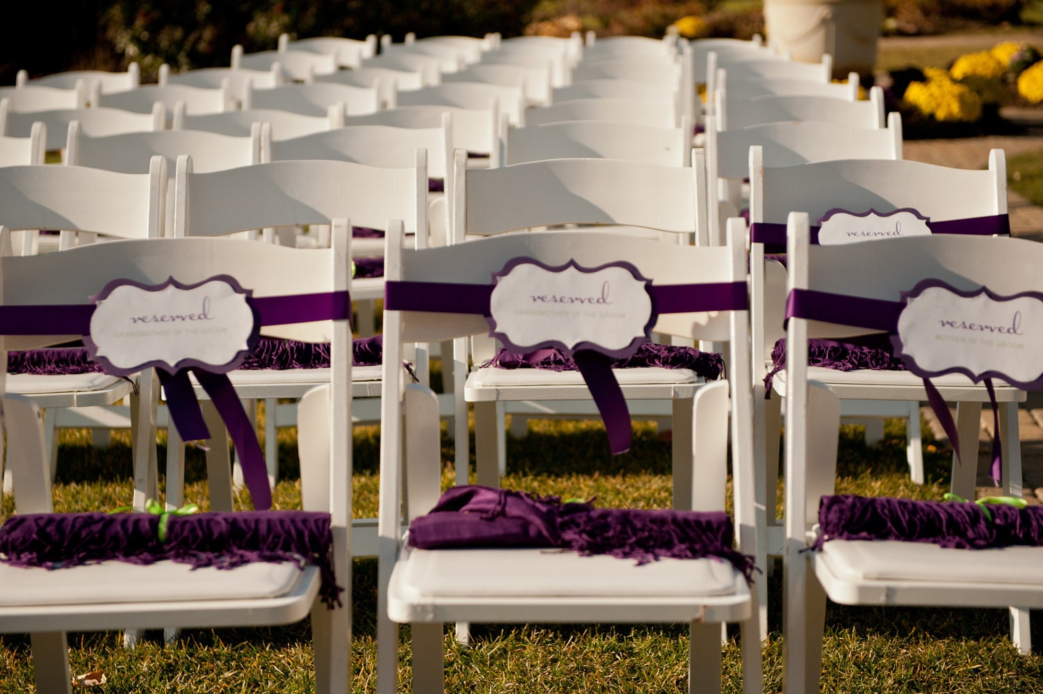 Reserved Wedding Signs- Purple, Rustic, Elegant, Recycled