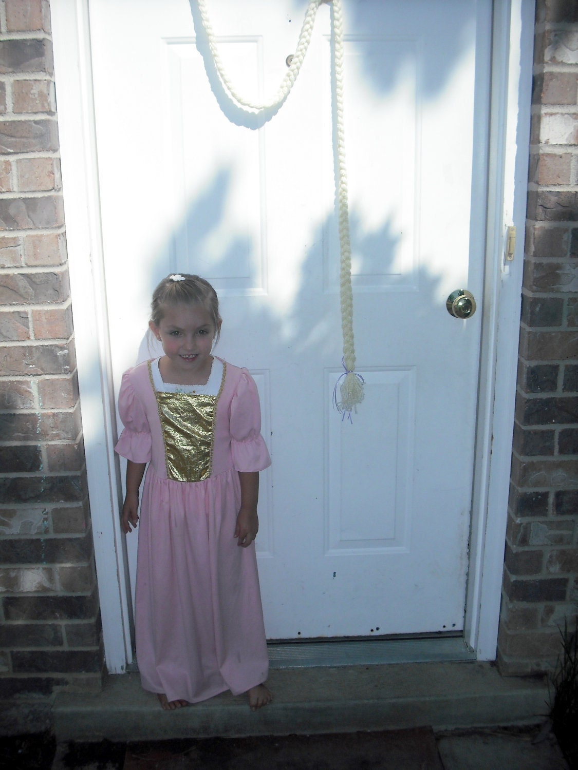 Rapunzel Hair over 4 1/2  ft long with crochet hair clip flowers Very Elegant, Princess, Rapunzel,  Halloween Costume