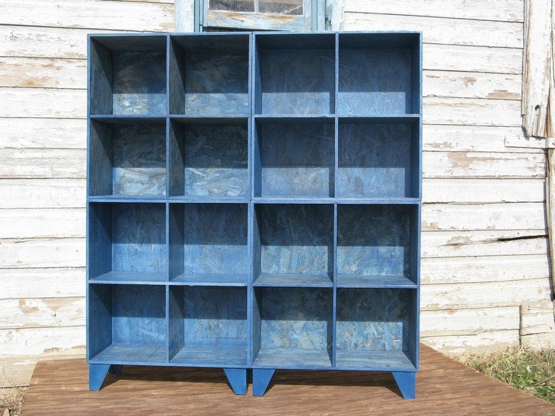 modular osb bookshelf cubby storage blue two by two
