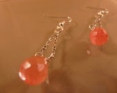 On SALE: Sexy Reclaimed Pink/Peach Faceted Gem Dangle earrings