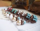 Pastel Earrings Miss Alice Beaded Stud Earrings Vintage Style Antique Copper Rhinestone Post Choose Color