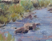 River Rocks Pastel Landscape
