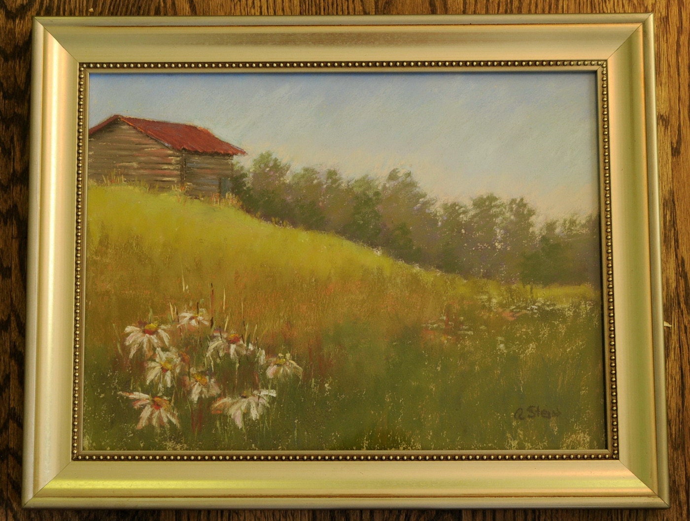 Hillside Barn Pastel Landscape