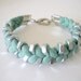 Mint Green Jersey Fabric Bracelet with Silver Tone Hex Nut