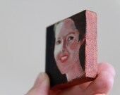 Original acrylic portrait on a tiny canvas, made with artist's paint (1,9'' x 1,9'')