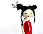 A K I K O -  Japanese Beauty 11,5" ooak handmade cloth doll, comes in a gift box MADE TO ORDER