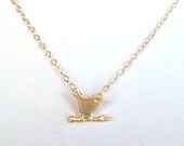 Small Sparrow charm Necklace - cute, small, tiny, simple, modern, everyday jewelry - lovely gift