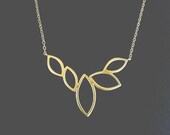 5 Marquise Leaves Gold pendant, Necklace, Leaves Charm, Wedding Jewelry, mother's day gift
