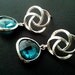 Pinwheel with Blue zircon silver Drop Earrings, Love Knot,Dangle earrings, wedding Earrings Earrings
