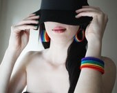 Rainbow Jewelry, Rainbow Hoop earrings, Hippie earrings, Rainbow Earrings - Colorful jewelry - Fun, Red, Orange, Yellow, Green, Blue, Purple