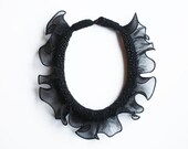 Black Ruffle Necklace, Black Ruffle Collar, Collar Necklace, Party, Wedding, Prom Jewelry, Felted Necklace, Evening Wear Jewelry