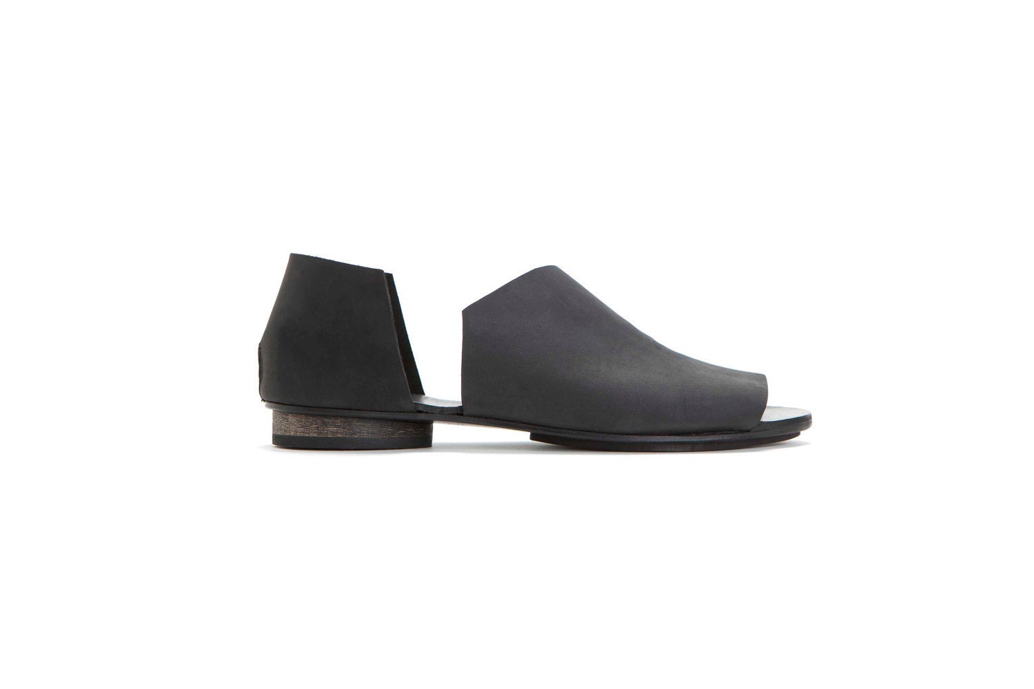 Black asymmetrical summer shoes - WalkByAnatDahari