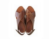 Brown sandals, Women sandal, Cross sandals, Flat sandals - WalkByAnatDahari