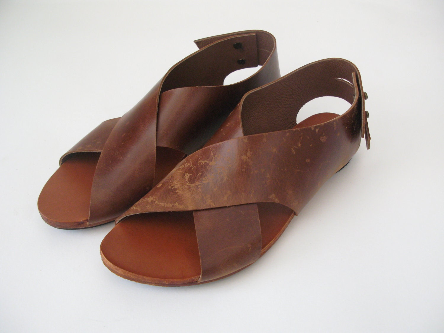Brown sandals, Women sandal, Cross sandals, Flat sandals