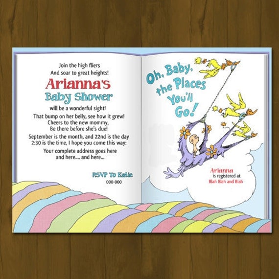 Dr Seuss Oh Baby, Places You'll go Baby Shower Invitation - Printable Baby Shower Invitation