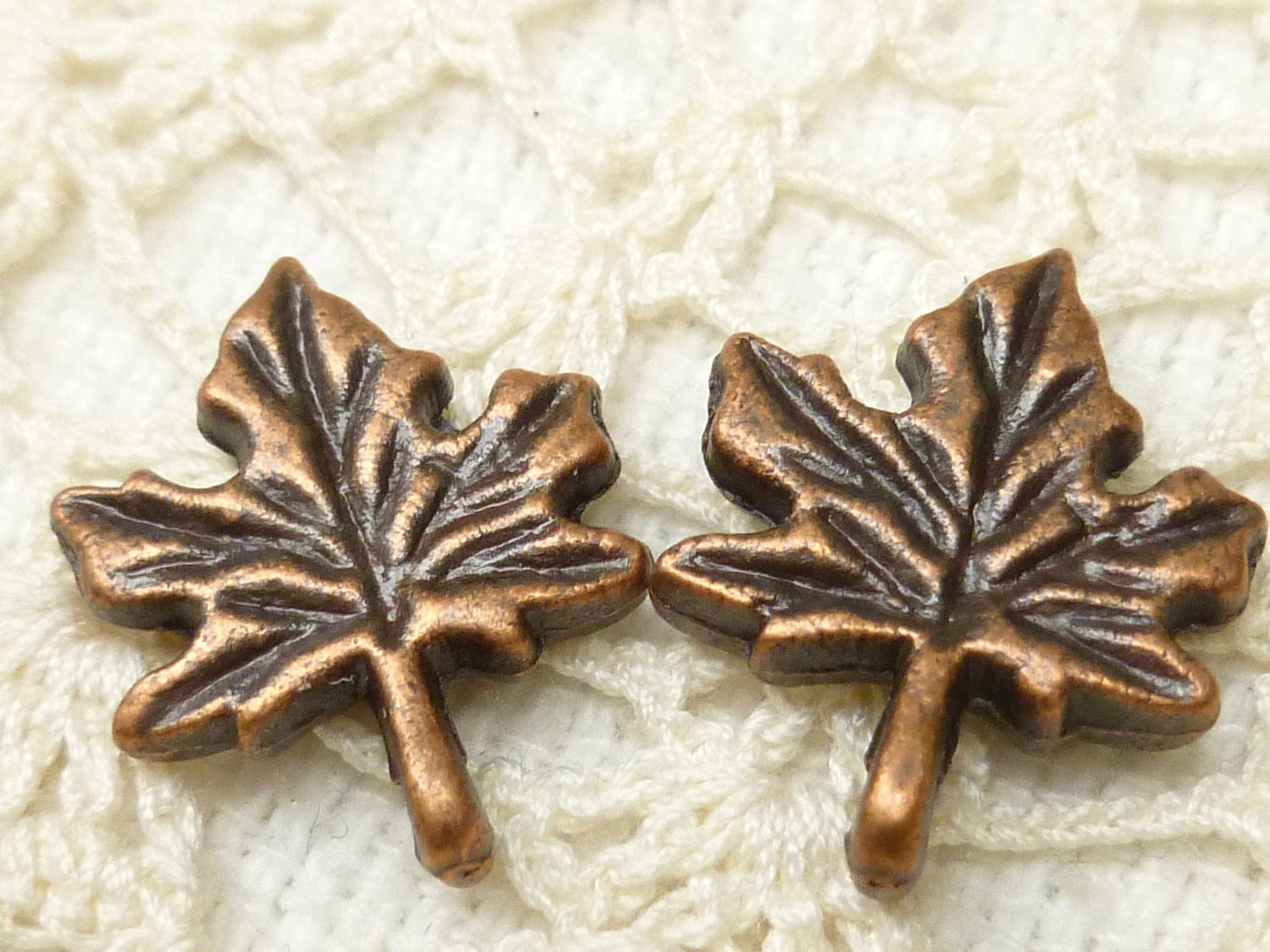Copper Tone Maple Leaf Charms (7)