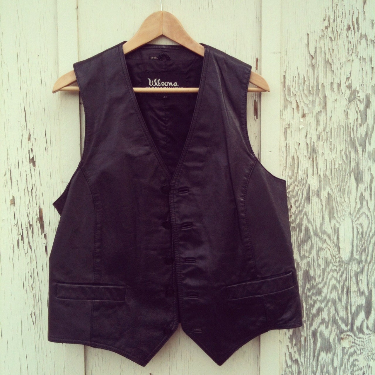 Vintage 1980s Wilsons Black Leather Vest