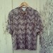 Vintage 1980s SAVILLE Tribal Print Tan/Navy Print Blouse