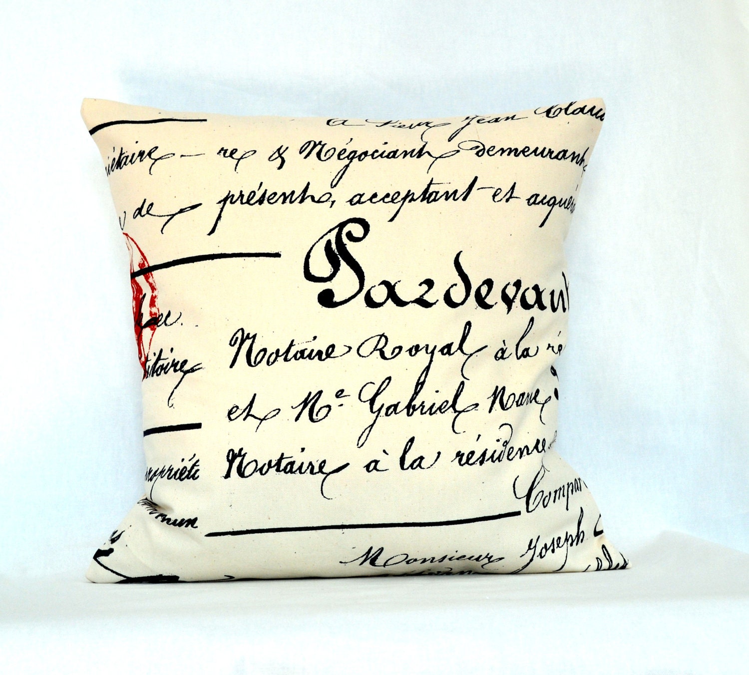 Decorative vintage pillow cover designer Penmanship pillow 18x18 inches